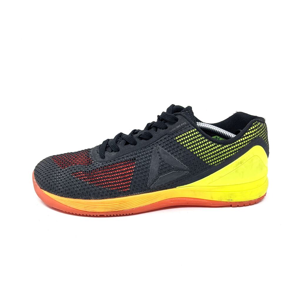 Reebok Womens 9.5 Crossfit Nano 7 Black Yellow Orange Low Top Sneakers Lace Up
